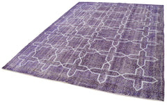 Geometric Carpet Purple Geometric Cotton Wool Handmade Area Rug 7'3'' x 9'10''