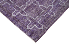 Geometric Carpet Purple Geometric Cotton Wool Handmade Area Rug 7'3'' x 9'10''