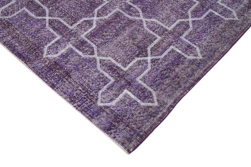 Geometric Carpet Purple Geometric Cotton Wool Handmade Area Rug 7'3'' x 9'10''