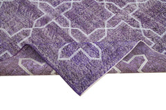 Geometric Carpet Purple Geometric Cotton Wool Handmade Area Rug 7'3'' x 9'10''