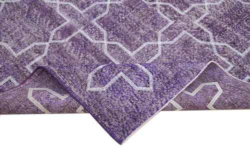 Geometric Carpet Purple Geometric Cotton Wool Handmade Area Rug 7'3'' x 9'10''