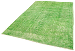 Geometric Carpet Green Geometric Cotton Wool Handmade Area Rug 6'5'' x 9'9''