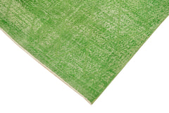 Geometric Carpet Green Geometric Cotton Wool Handmade Area Rug 6'5'' x 9'9''