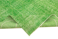 Geometric Carpet Green Geometric Cotton Wool Handmade Area Rug 6'5'' x 9'9''