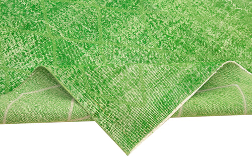 Geometric Carpet Green Geometric Cotton Wool Handmade Area Rug 6'5'' x 9'9''