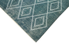 Geometric Carpet Blue Geometric Cotton Wool Handmade Area Rug 4'10'' x 8'2''