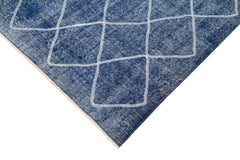 Geometric Carpet Blue Geometric Cotton Wool Handmade Area Rug 7'0'' x 10'4''