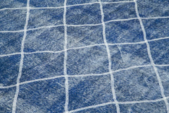 Geometric Carpet Blue Geometric Cotton Wool Handmade Area Rug 7'0'' x 10'4''