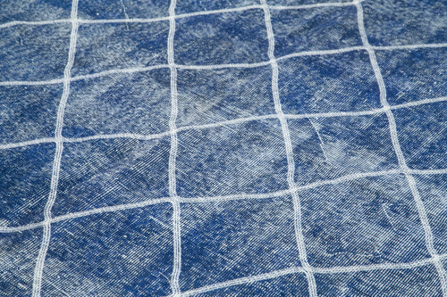 Geometric Carpet Blue Geometric Cotton Wool Handmade Area Rug 7'0'' x 10'4''