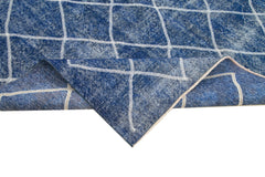 Geometric Carpet Blue Geometric Cotton Wool Handmade Area Rug 7'0'' x 10'4''