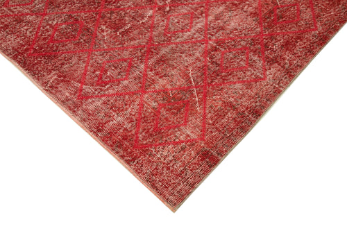 Geometric Carpet Red Geometric Cotton Wool Handmade Area Rug 6'9'' x 11'1''