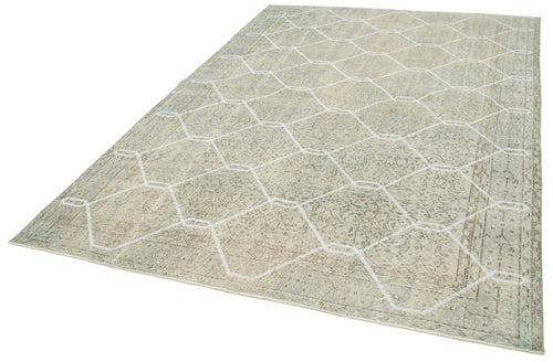 Geometric Carpet Grey Geometric Cotton Wool Handmade Area Rug 6'8'' x 9'8''