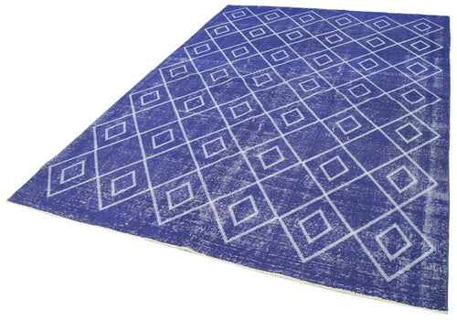 Geometric Carpet Purple Geometric Cotton Wool Handmade Area Rug 6'5'' x 9'9''