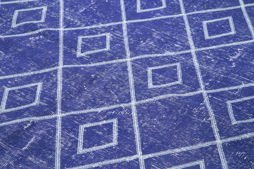 Geometric Carpet Purple Geometric Cotton Wool Handmade Area Rug 6'5'' x 9'9''