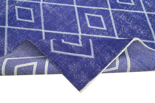 Geometric Carpet Purple Geometric Cotton Wool Handmade Area Rug 6'5'' x 9'9''