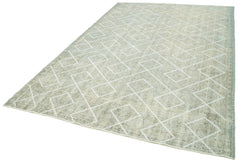 Geometric Carpet Grey Geometric Cotton Wool Handmade Area Rug 6'9'' x 10'4''
