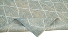 Geometric Carpet Blue Geometric Cotton Wool Handmade Area Rug 5'4'' x 8'8''