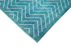 Geometric Carpet Turquoise Geometric Cotton Wool Handmade Area Rug 5'7'' x 8'11''