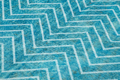 Geometric Carpet Turquoise Geometric Cotton Wool Handmade Area Rug 5'7'' x 8'11''