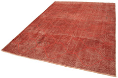 Geometric Carpet Red Geometric Cotton Wool Handmade Area Rug 6'10'' x 9'11''