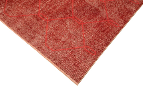 Geometric Carpet Red Geometric Cotton Wool Handmade Area Rug 6'10'' x 9'11''