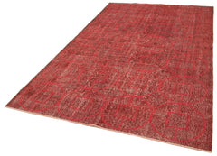 Geometric Carpet Red Geometric Cotton Wool Handmade Area Rug 5'7'' x 9'3''