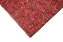 Geometric Carpet Red Geometric Cotton Wool Handmade Area Rug 5'7'' x 9'3''