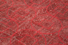 Geometric Carpet Red Geometric Cotton Wool Handmade Area Rug 5'7'' x 9'3''