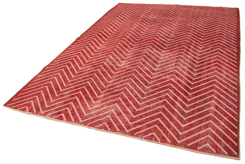 Geometric Carpet Red Geometric Cotton Wool Handmade Area Rug 6'9'' x 9'11''