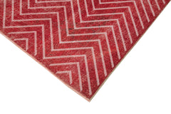 Geometric Carpet Red Geometric Cotton Wool Handmade Area Rug 6'9'' x 9'11''