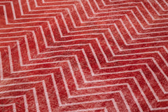 Geometric Carpet Red Geometric Cotton Wool Handmade Area Rug 6'9'' x 9'11''
