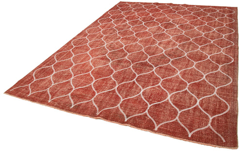 Carpet Red Geometric Cotton Wool Handmade Area Rug 7'5'' x 10'2''