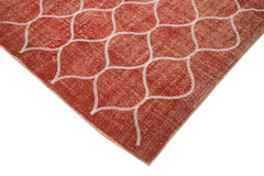 Carpet Red Geometric Cotton Wool Handmade Area Rug 7'5'' x 10'2''