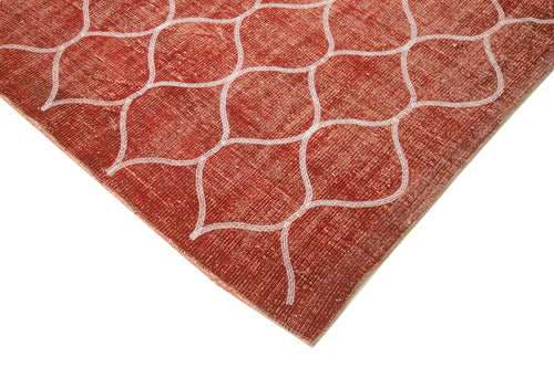 Carpet Red Geometric Cotton Wool Handmade Area Rug 7'5'' x 10'2''