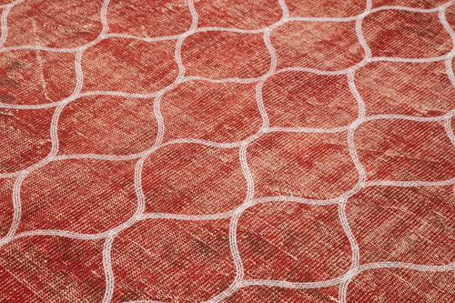 Carpet Red Geometric Cotton Wool Handmade Area Rug 7'5'' x 10'2''