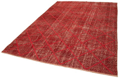 Geometric Carpet Red Geometric Cotton Wool Handmade Area Rug 6'11'' x 10'1''
