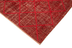Geometric Carpet Red Geometric Cotton Wool Handmade Area Rug 6'11'' x 10'1''