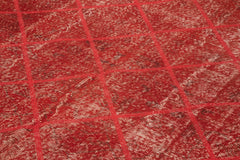 Geometric Carpet Red Geometric Cotton Wool Handmade Area Rug 6'11'' x 10'1''