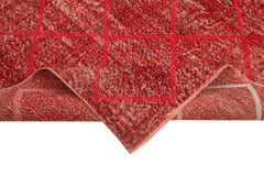 Geometric Carpet Red Geometric Cotton Wool Handmade Area Rug 6'11'' x 10'1''