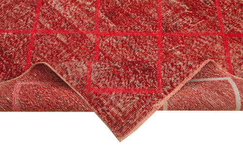 Geometric Carpet Red Geometric Cotton Wool Handmade Area Rug 6'11'' x 10'1''