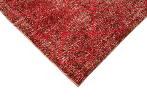 Geometric Carpet Red Geometric Cotton Wool Handmade Area Rug 6'10'' x 10'9''