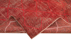 Geometric Carpet Red Geometric Cotton Wool Handmade Area Rug 6'10'' x 10'9''