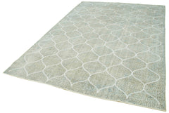 Geometric Carpet Grey Geometric Cotton Wool Handmade Area Rug 6'7'' x 10'2''