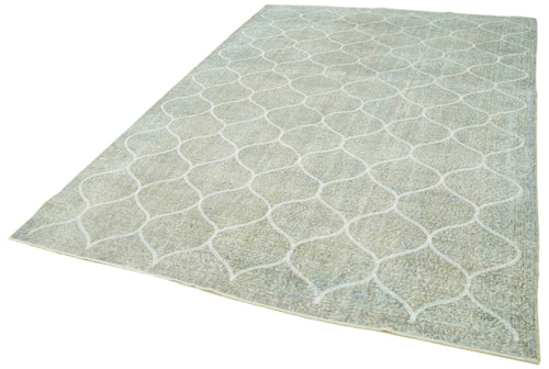 Geometric Carpet Grey Geometric Cotton Wool Handmade Area Rug 6'7'' x 10'2''