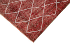 Geometric Carpet Red Geometric Cotton Wool Handmade Area Rug 5'3'' x 8'11''