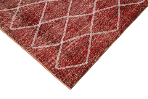 Geometric Carpet Red Geometric Cotton Wool Handmade Area Rug 5'3'' x 8'11''