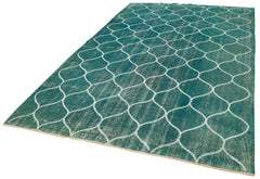 Geometric Carpet Turquoise Geometric Cotton Wool Handmade Area Rug 6'5'' x 9'11''