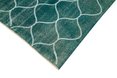 Geometric Carpet Turquoise Geometric Cotton Wool Handmade Area Rug 6'5'' x 9'11''