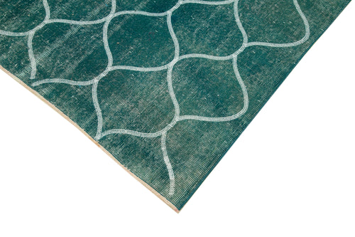 Geometric Carpet Turquoise Geometric Cotton Wool Handmade Area Rug 6'5'' x 9'11''