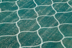 Geometric Carpet Turquoise Geometric Cotton Wool Handmade Area Rug 6'5'' x 9'11''